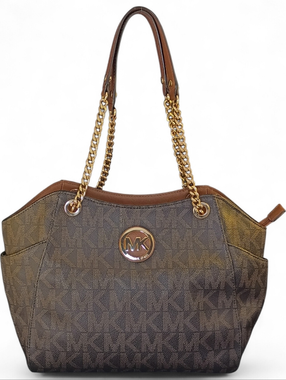 HTF ~ MICHAEL Michael Kors Signature Logo Chain/Strap Shoulder Bag Tote - Large